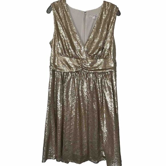 Eva Mendes by New York‎ & Company Gold Dress Size Large Gold Sequin Mini Party - Picture 1 of 9